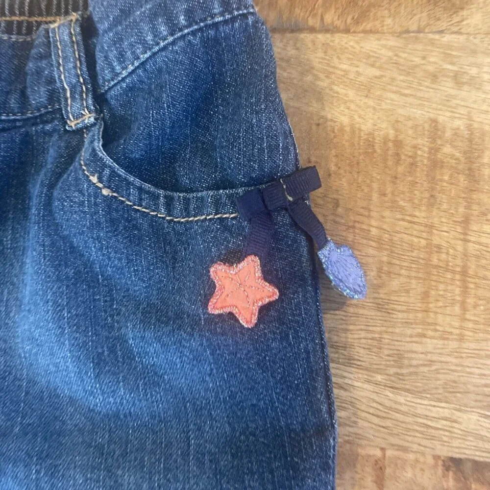 Gymboree Girls Mermaid Embroidered Blue Denim Jeans 18-24M Seashells